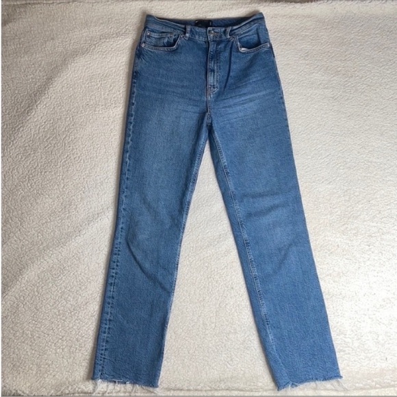 ASOS Denim Jeans High Rise High Waist Raw Hem Strech Size 30 - Picture 2 of 12